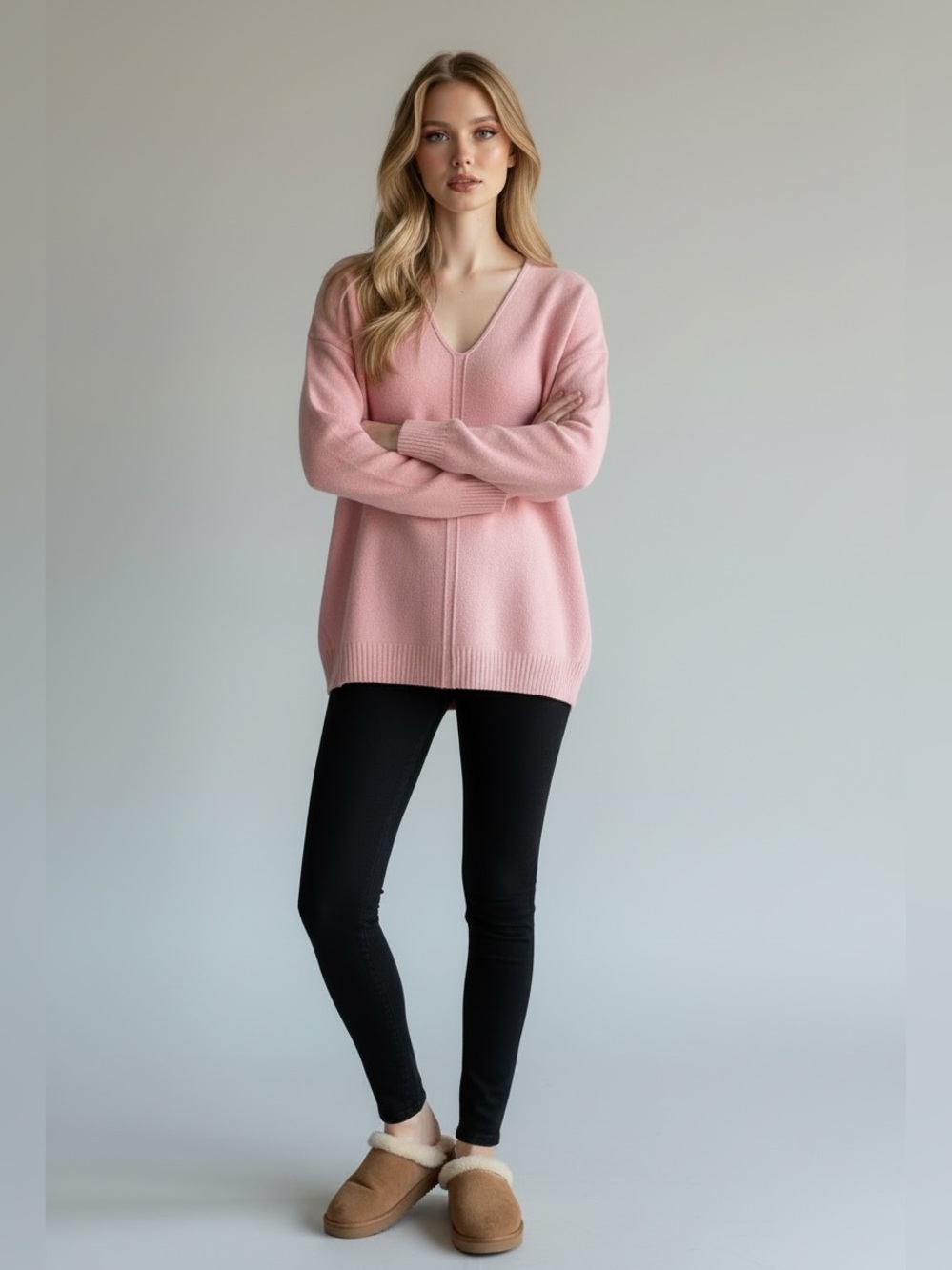 Lilly Pulitzer Deep V-Neck Dolman Sweater - Pastel Pink - Size Medium